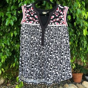 Anthropologie Embroidered Sleeveless Top